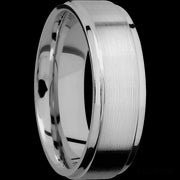 7 mm wide Flat Grooved Edges Titanium band.