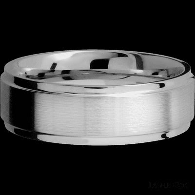 7 mm wide Flat Grooved Edges Titanium band.