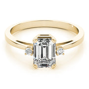 14K Yellow Gold Emerald Diamond Fashion Ring