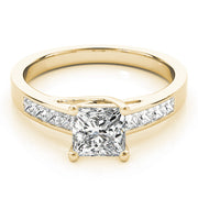 18K Yellow Gold Square Diamond Engagement Ring
