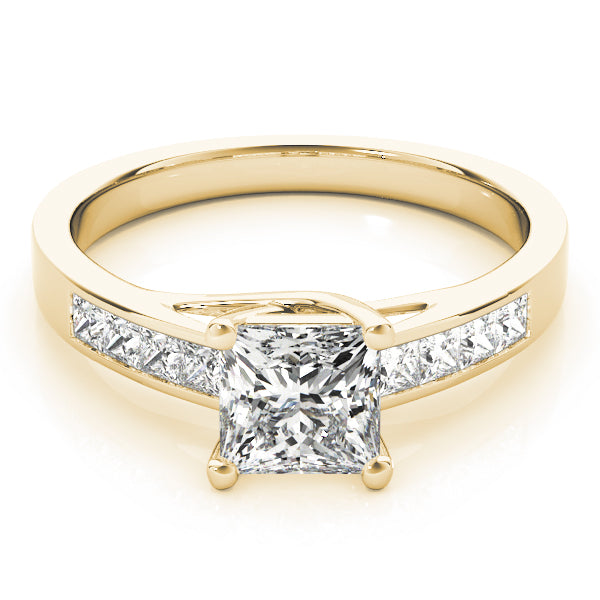 18K Yellow Gold Square Diamond Engagement Ring