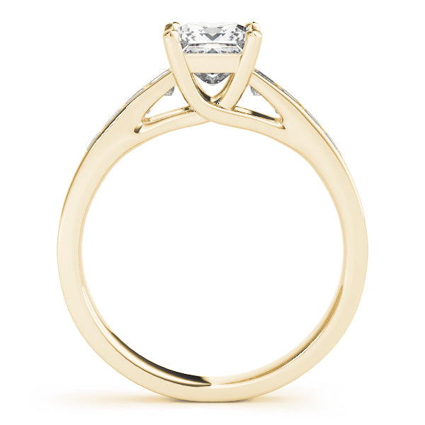 18K Yellow Gold Square Diamond Engagement Ring
