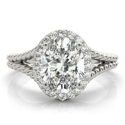 Oval Diamond Halo Engagement Ring | 0.95 CT