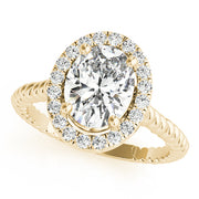 14K Yellow Gold Oval Diamond Engagement Ring with Halo