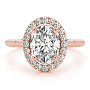 14K Rose Gold Oval Diamond Engagement Ring with Halo