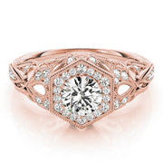 18K Rose Gold 1.33ctw Diamond Halo Engagement Ring