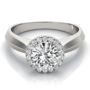 1 CT Round Diamond Halo Engagement Ring