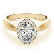 14K Yellow Gold Oval Diamond Engagement Ring with Halo