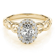 14K Yellow Gold Oval Diamond Engagement Ring with Halo