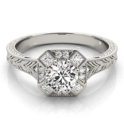 Premium Round Diamond Halo Engagement Ring