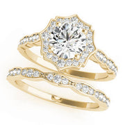14K Yellow Gold Round Diamond Engagement Ring