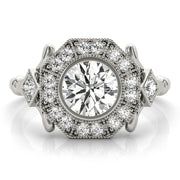 Premium Round Diamond Halo Engagement Ring