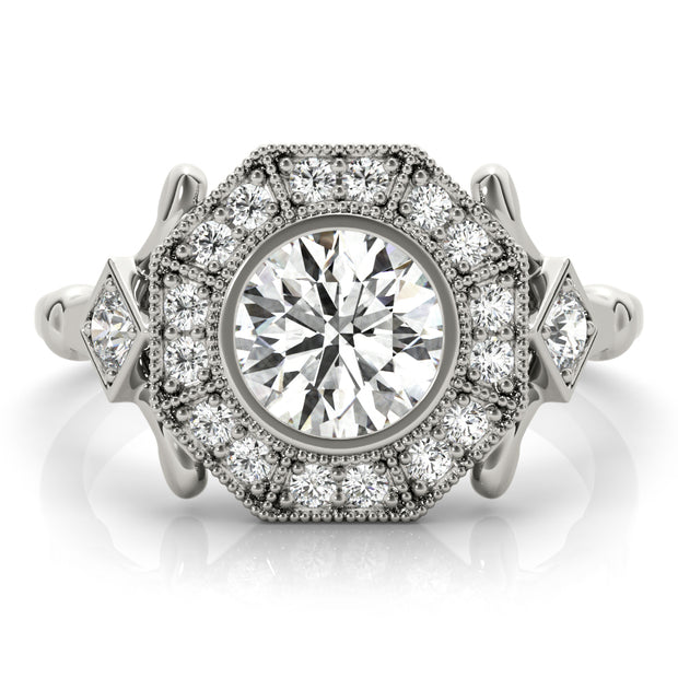 Premium Round Diamond Halo Engagement Ring