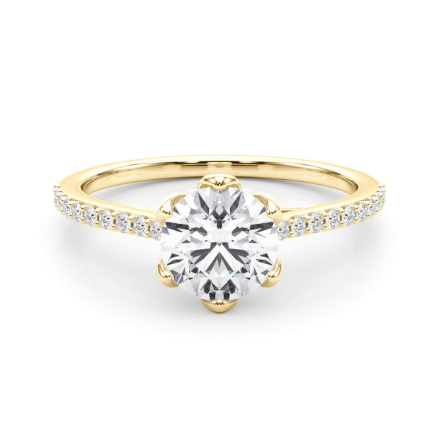 14K Yellow Gold Round Diamond Engagement Ring