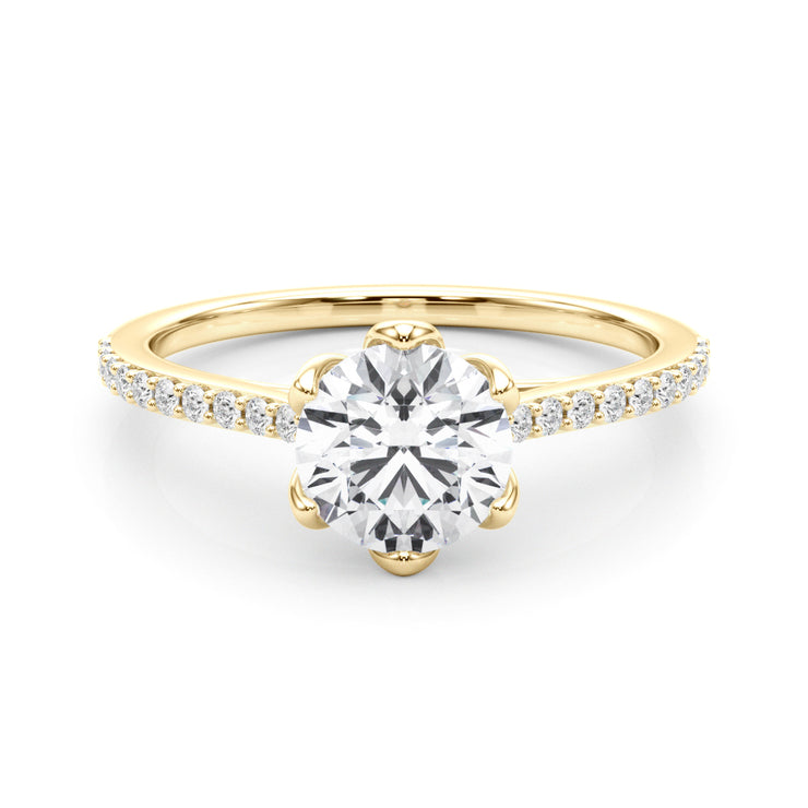 14K Yellow Gold Round Diamond Engagement Ring
