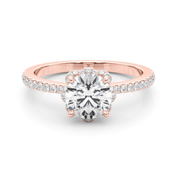 14K Rose Gold 1.25 ctw Diamond Halo Engagement Ring