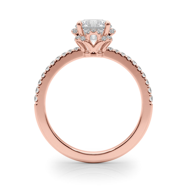 14K Rose Gold 1.25 ctw Diamond Halo Engagement Ring