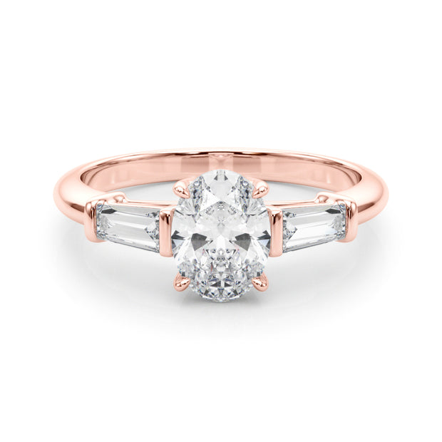 14K Rose Gold Oval Diamond Engagement Ring