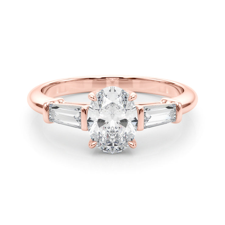 14K Rose Gold Oval Diamond Engagement Ring