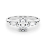 Oval Diamond Engagement Ring with Baguette Accents