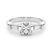 1.0 CT Round Diamond Engagement Ring with Baguettes