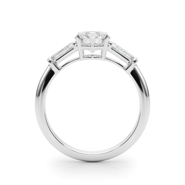 1.0 CT Round Diamond Engagement Ring with Baguettes
