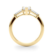 18K Yellow Gold Diamond Engagement Ring with Baguette Stones