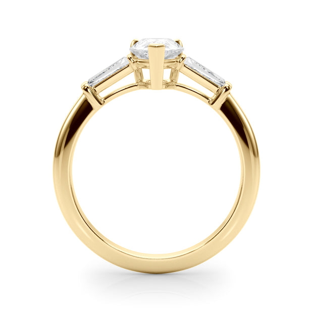 18K Yellow Gold Diamond Engagement Ring with Baguette Stones