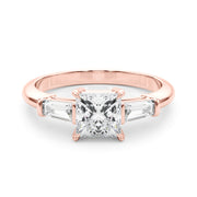 14K Rose Gold Diamond Three-Stone Engagement Ring