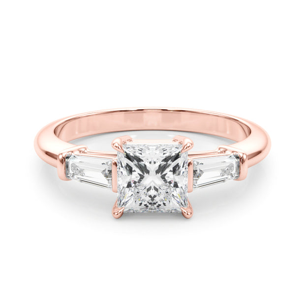 14K Rose Gold Diamond Three-Stone Engagement Ring