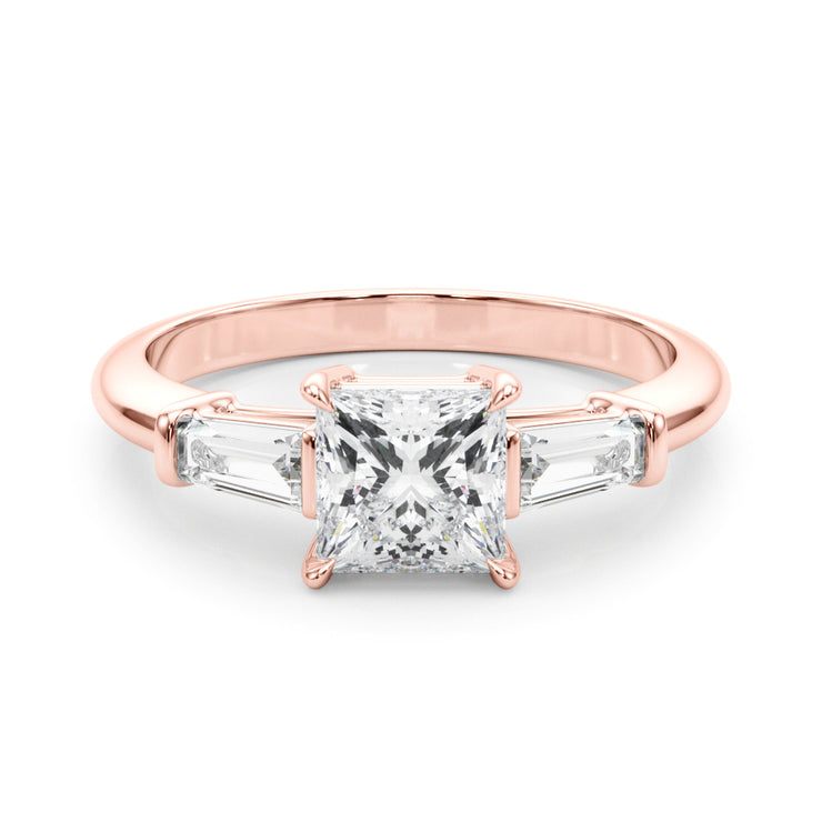 14K Rose Gold Diamond Three-Stone Engagement Ring