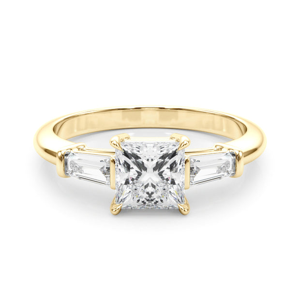 18K Yellow Gold 1ct Diamond Three-Stone Engagement Ring