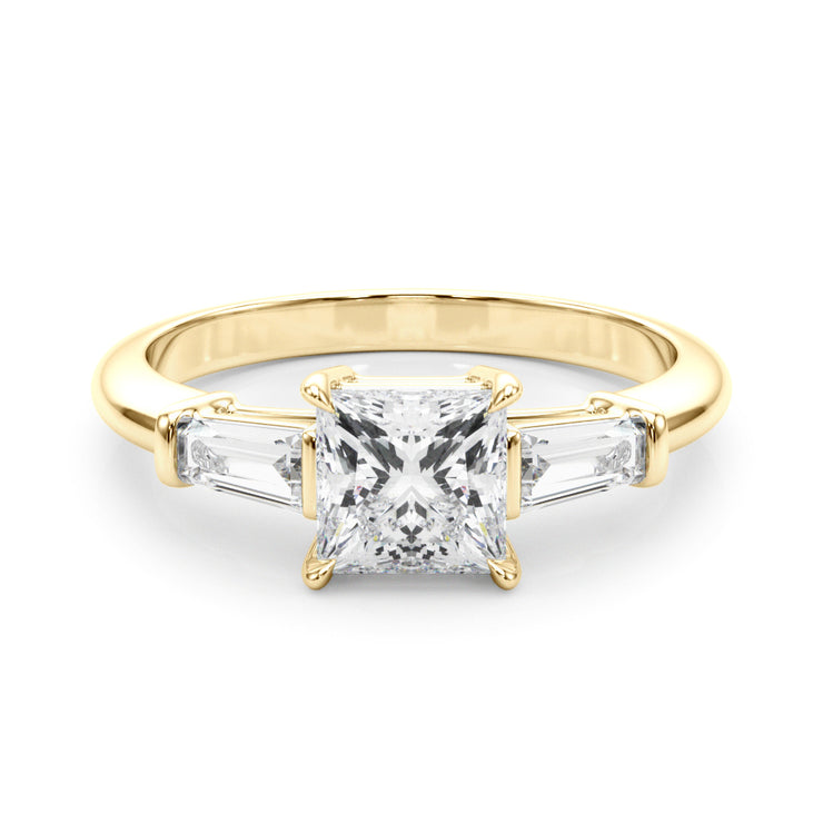 18K Yellow Gold 1ct Diamond Three-Stone Engagement Ring