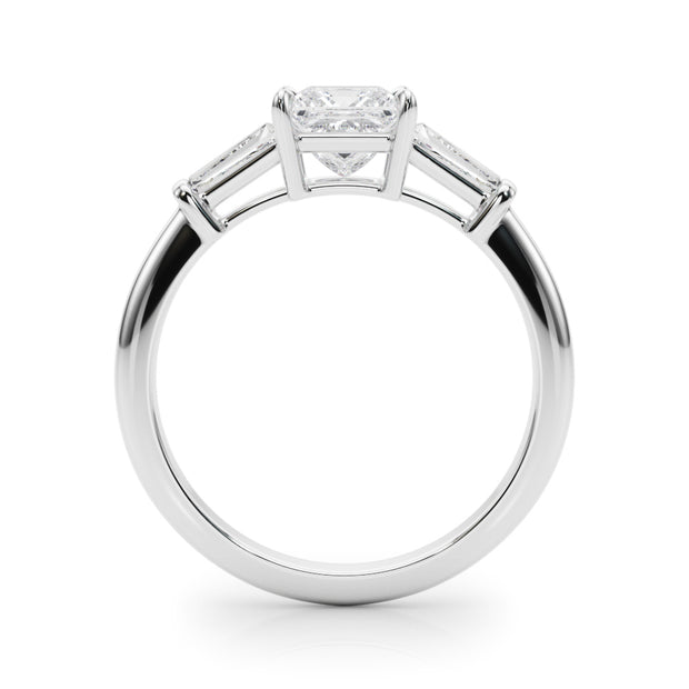 14K Gold Square Diamond Three Stone Ring