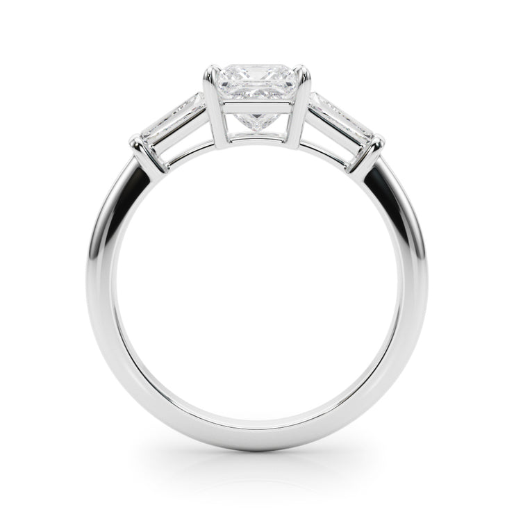 14K Gold Square Diamond Three Stone Ring