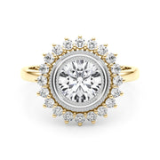 14K Yellow Gold Round Diamond Halo Engagement Ring