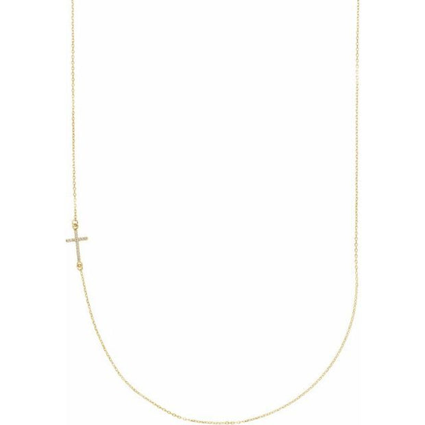Accented Sideways Cross Necklace