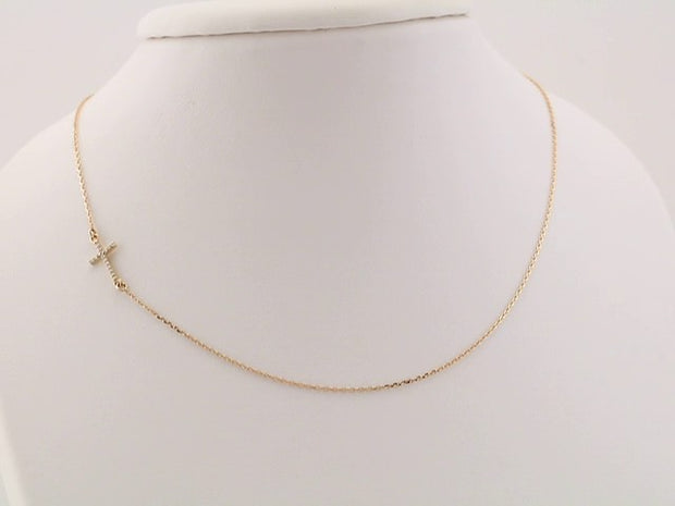 Accented Sideways Cross Necklace