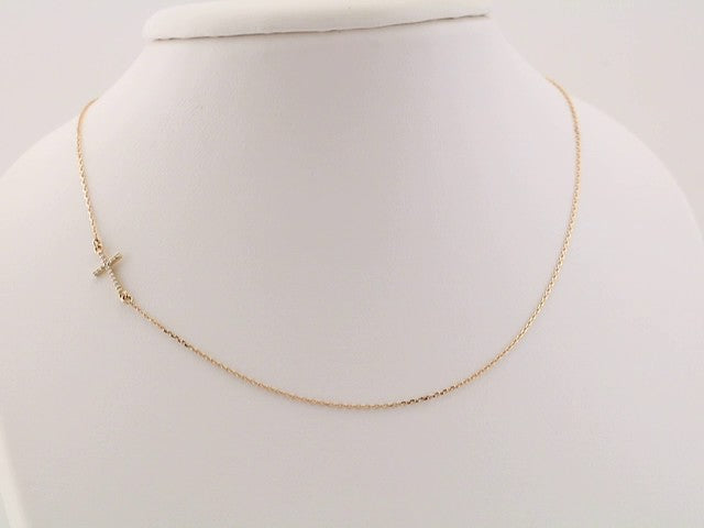 Accented Sideways Cross Necklace