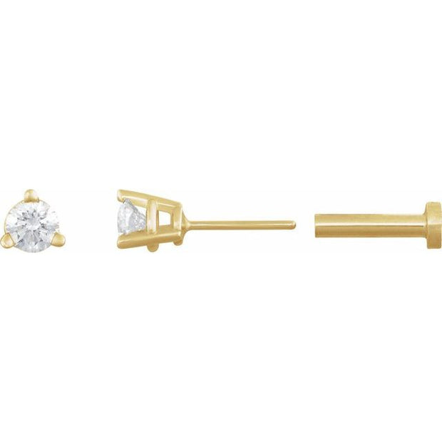 Round 3-Prong Press Fit Stud Earrings
