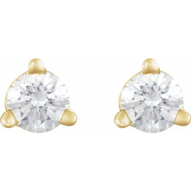 Round 3-Prong Press Fit Stud Earrings