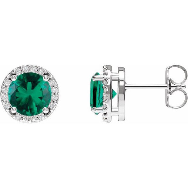 Round Halo-Style Low Stud Earrings
