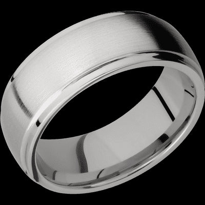 8 mm wide Domed Stepped Down Edges Titanium band.