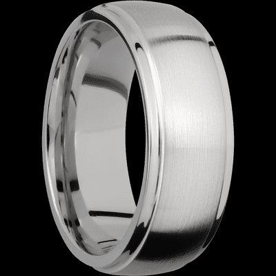 8 mm wide Domed Stepped Down Edges Titanium band.