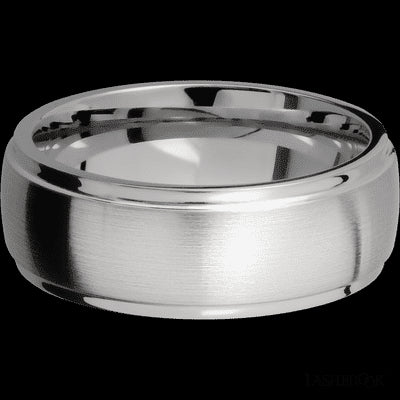8 mm wide Domed Stepped Down Edges Titanium band.