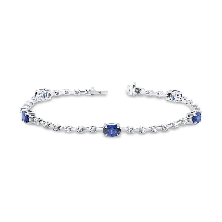 Uneek Precious Collection Oval Shaped Blue Sapphire Tennis Bracelet