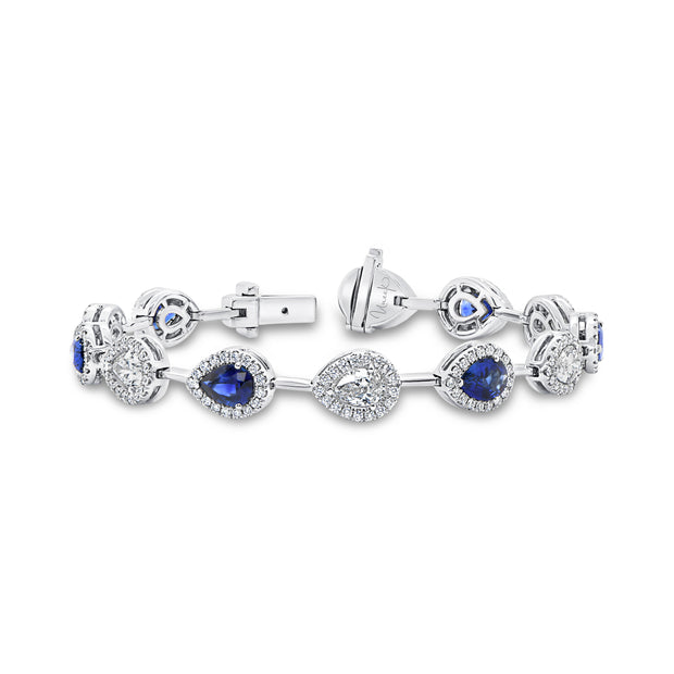 Uneek Precious Collection Halo Pear Shaped Tennis Bracelet
