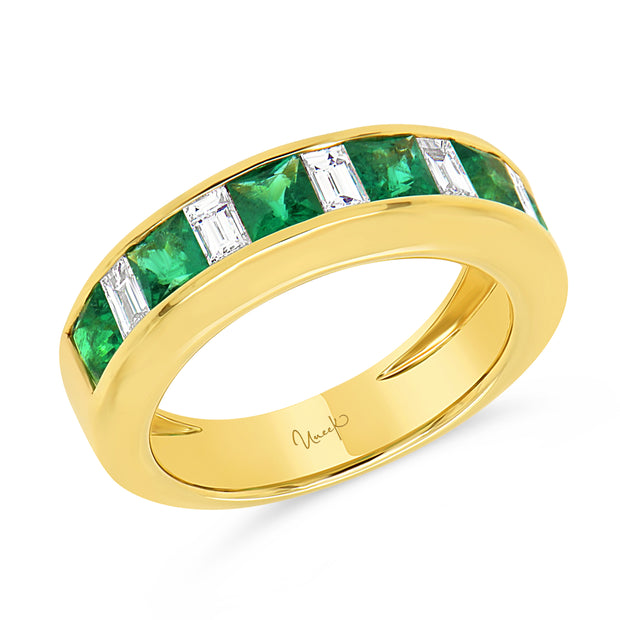 Uneek Precious Collection 1-Row Princess Cut Emerald Fashion Ring