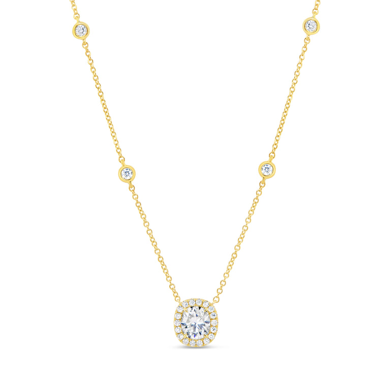 Uneek Sweet-Pea Collection Halo Cushion Cut Diamond Drop Pendant