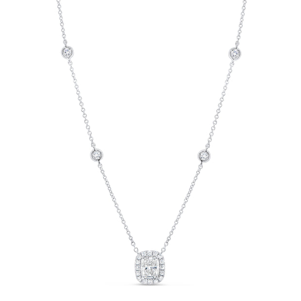 Uneek Sweet-Pea Collection Halo Cushion Cut Diamond Drop Pendant